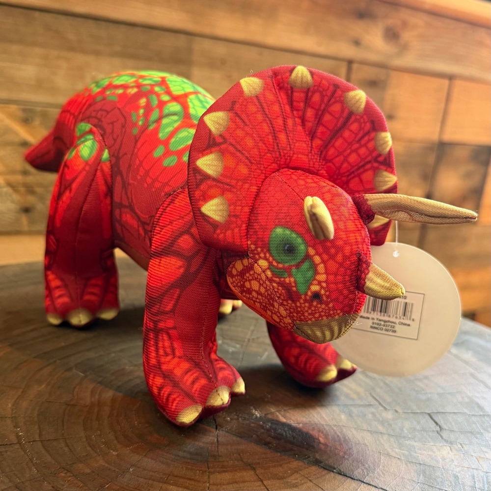 Nanco Red Green Triceratops Dinosaur Plush Stuffed Animal PF-DIN10 12 Inch
